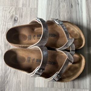 Birkenstock Taupe Cross-Strap Sandals
